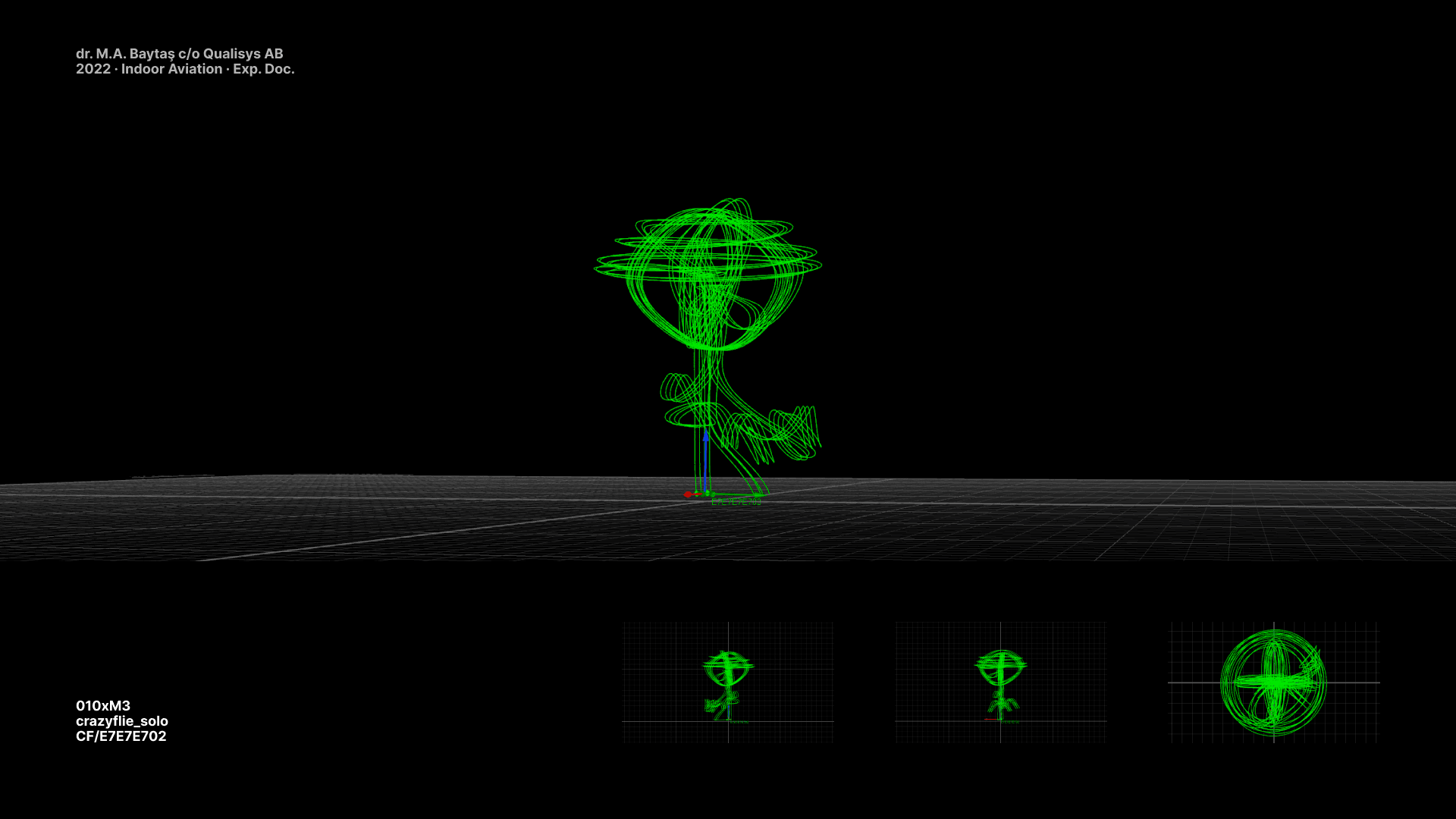 Experimental solo flight trajectory (motion capture recording)